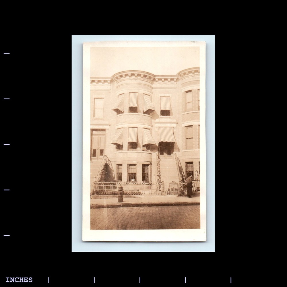 Old Vintage Photo STREET SCENE FIRE HYDRANT APARTMENT BUILDING