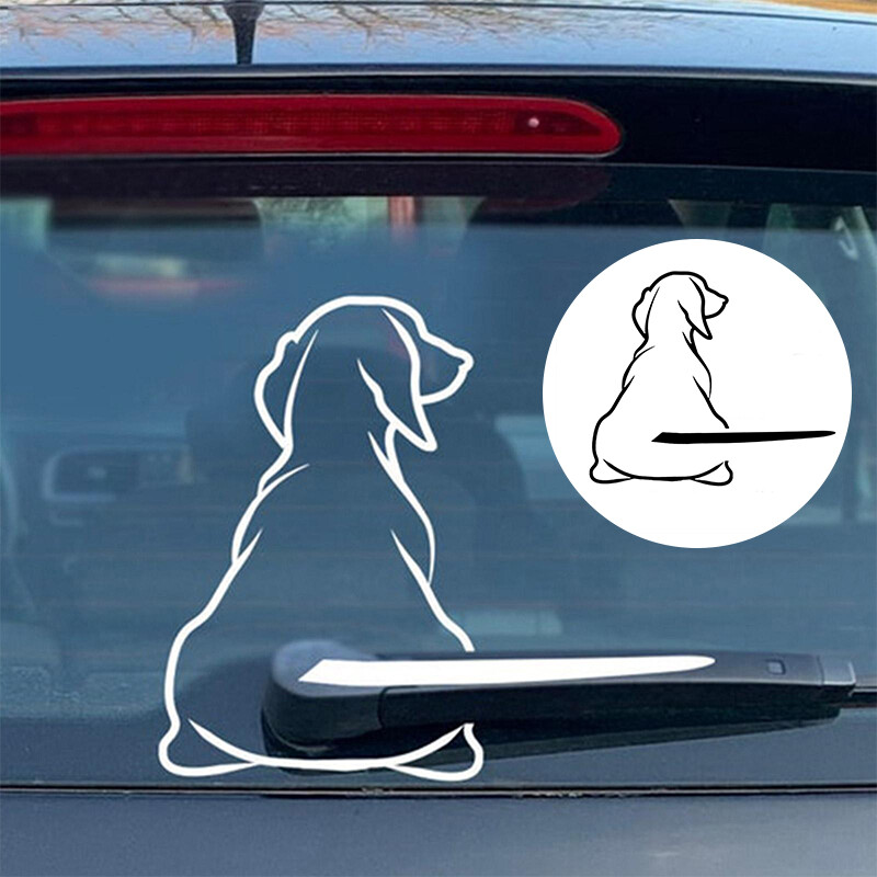 Funny Moving Tail Dog Car Sticker Window Wiper Decals Cartoon Rear Sticker Skin
