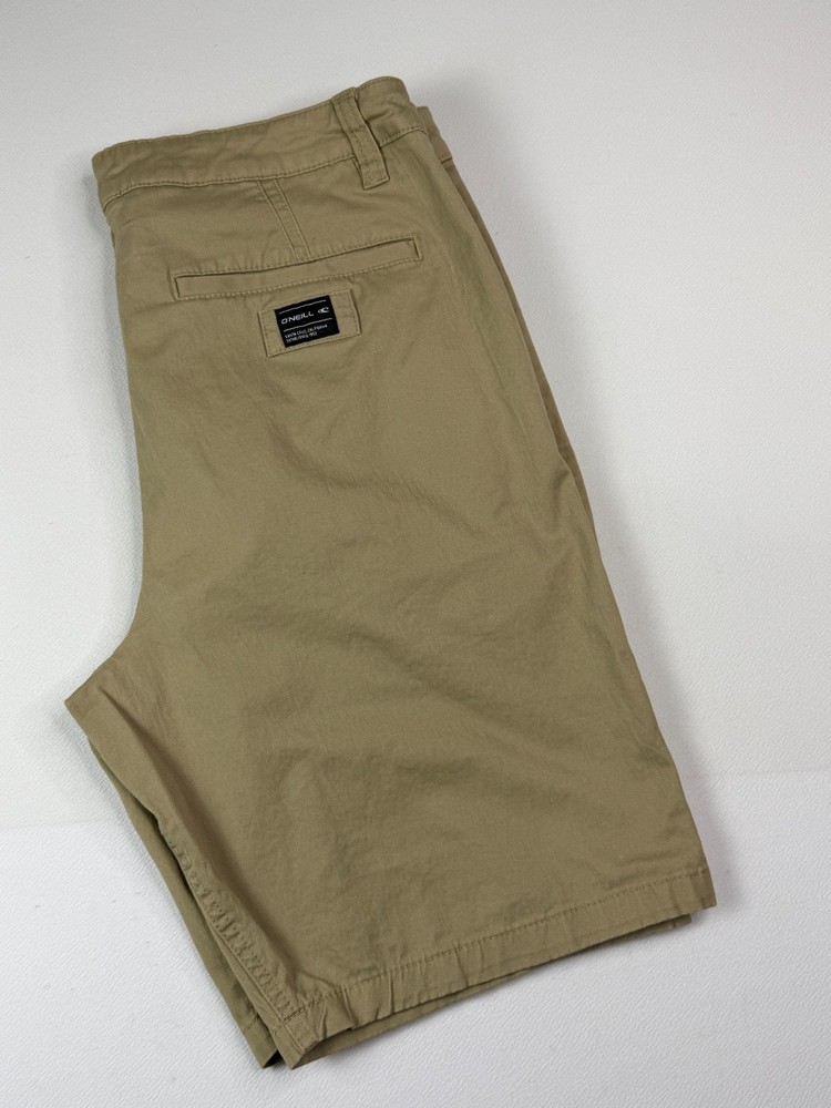 O'Neill Standard Fit Chino Shorts Mens 34 Khaki Tan Flat Front Casual