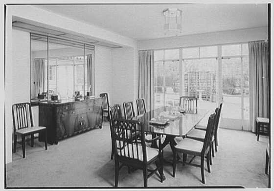 Photo:New York City NY Alfred L Rose residence dining room terrace 1944