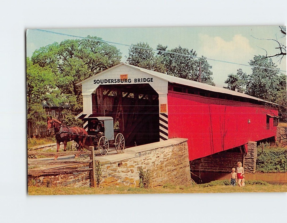 Postcard View of the Soudersburg Covered Bridge Elizabethtown Pennsylvania USA