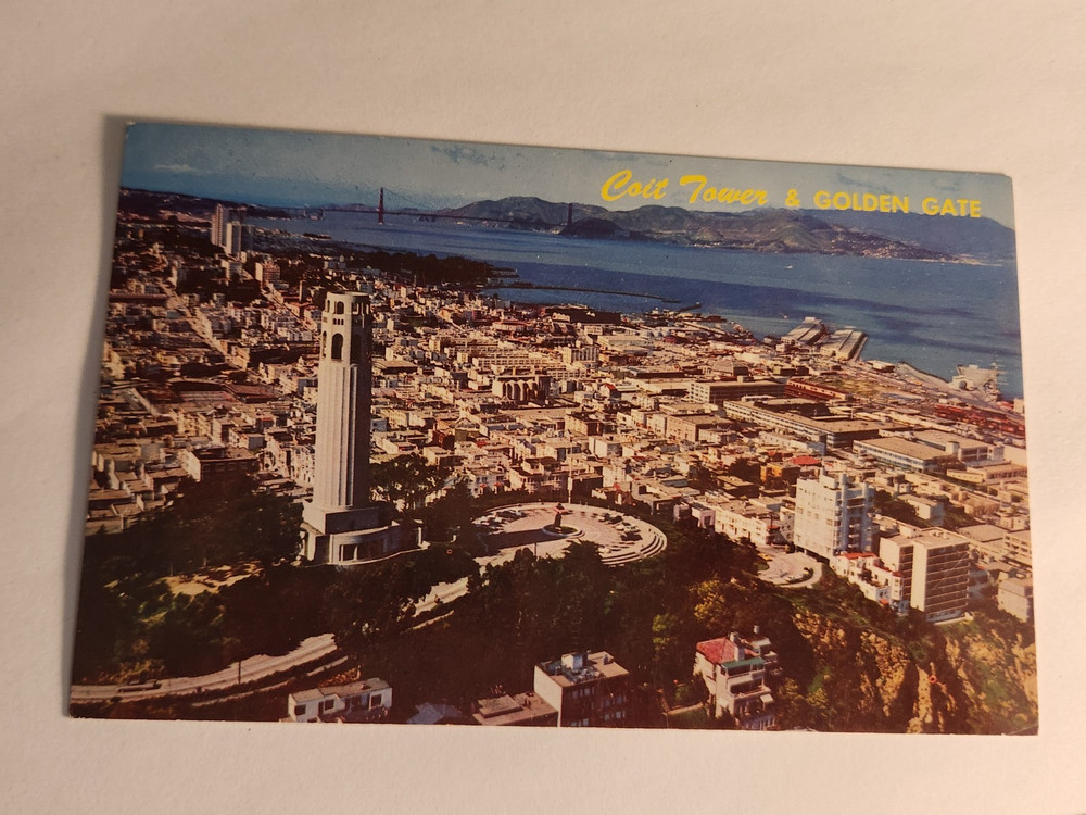 COIT TOWER GOLDEN GATE BRIDGE San Francisco CA NOS Vtg Postcard Unposted NEW
