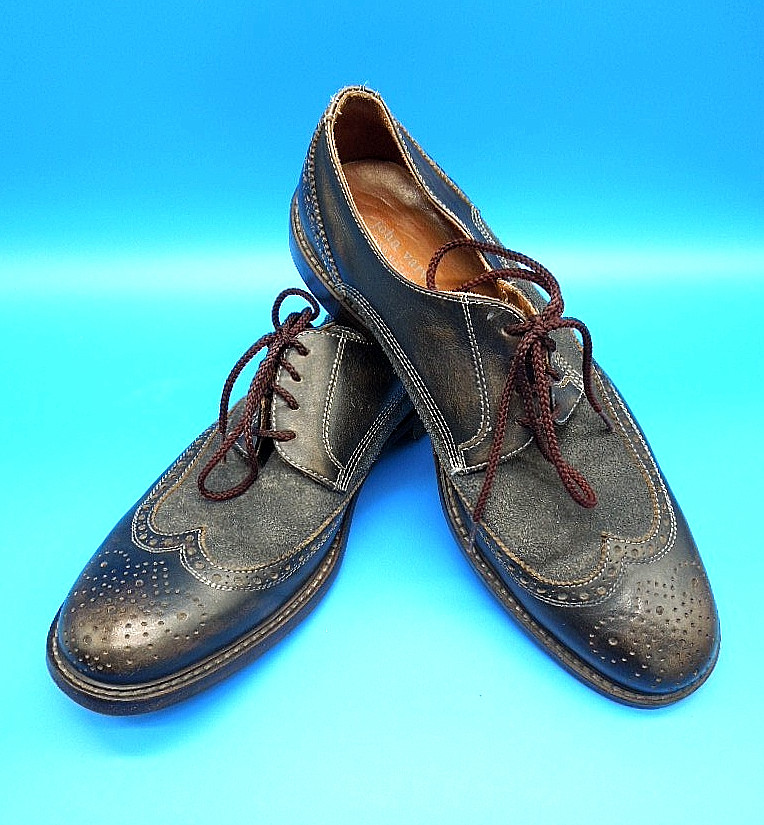 John Varvatos Mens Shoes 9.5M Wingtip Leather Canvas Spectator Brogue Oxford