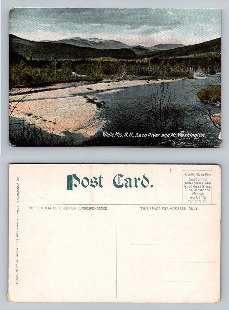 White Mountains, NH-New Hampshire, Saco River & Mt. Washington Vintage Postcard