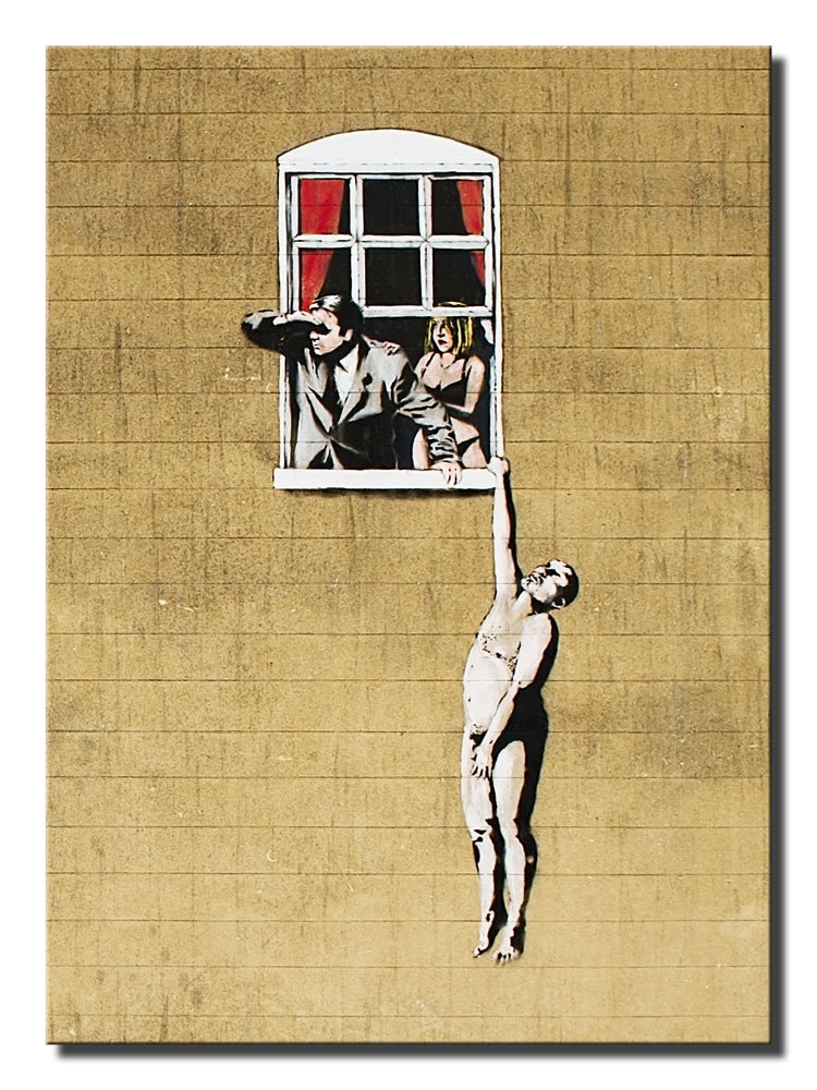 BANKSY Love Hanging from Window *FRAMED* CANVAS ART 16