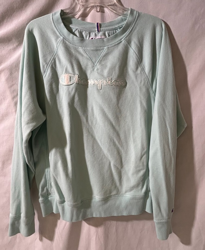 Champion light green pullover long sleeve women's crewneck sweatshirt size Large