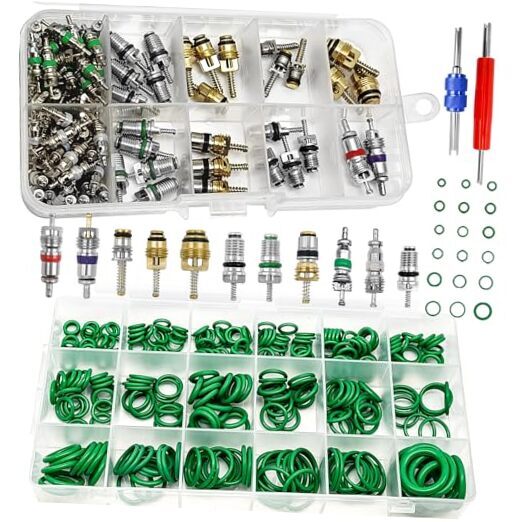 270PCS Car A/C Repair Kit with O-Ring Set & 102PCS Valve Core for Auto Air Conditioner Maintenance