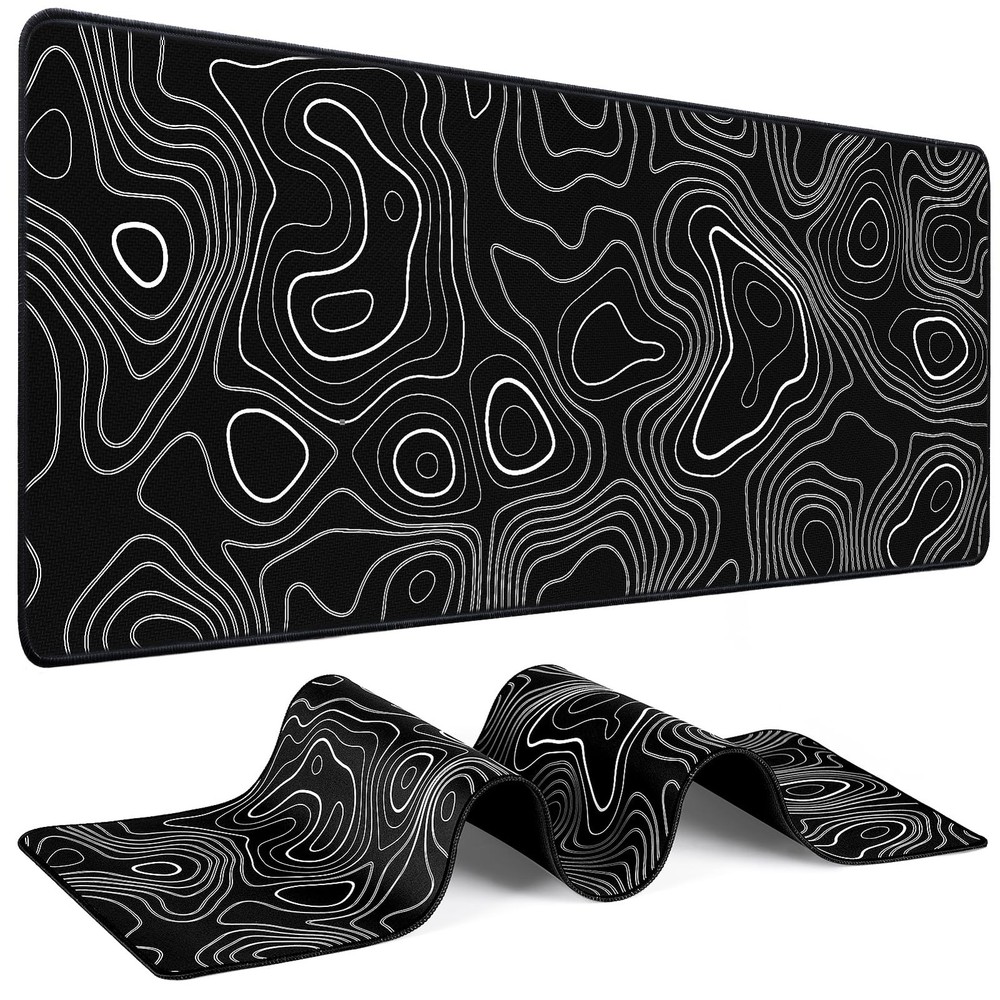 Mouse Pad Gaming - Desk Mat for 31.5L x 11.8W inches, Black with White Line