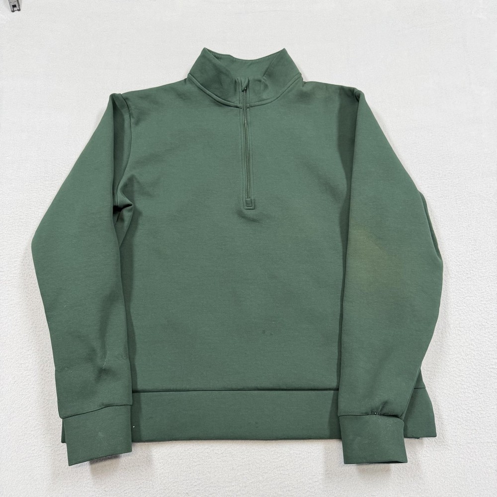 Salt Project Sweatshirt womens Large Green Fleece 1/4 Zip Mock Neck Pullover