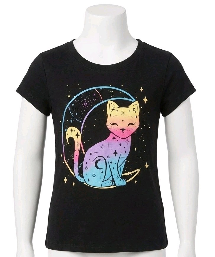 The Children's Place Girls Cat Graphic T-Shirt Short Sleeve 7/8 (260514-03)