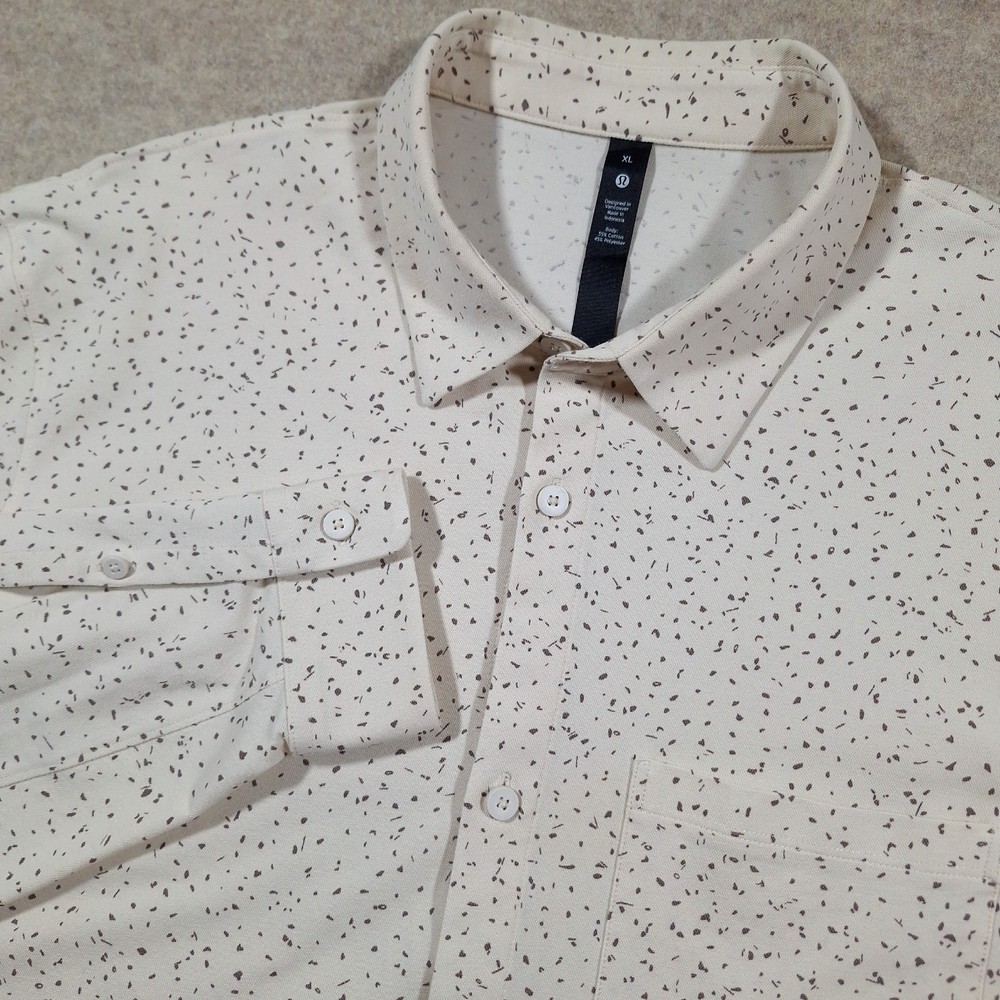 Lululemon Commission Shirt Mens XL White Opal Lunar Rock Performance Long Sleeve