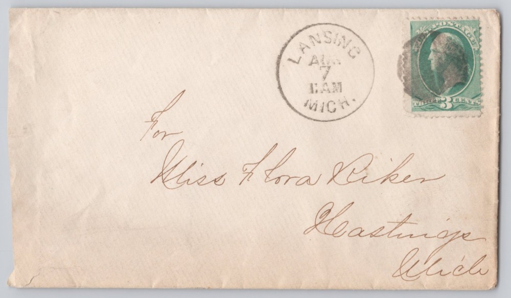 2¢ Washington stamp, circular Mich. cancel, addressed envelope