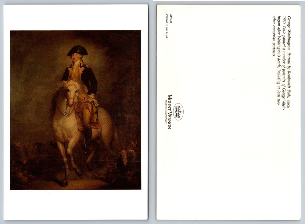 George Washington Equestrian Portrait Postcard by Rembrandt Peale Mount Vernon