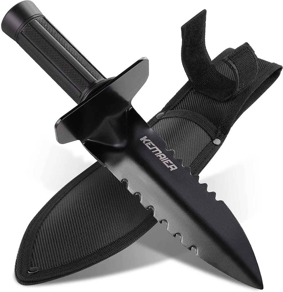 Heavy Duty Metal Detector Shovel with Double Serrated Edge for Digging and Detecting