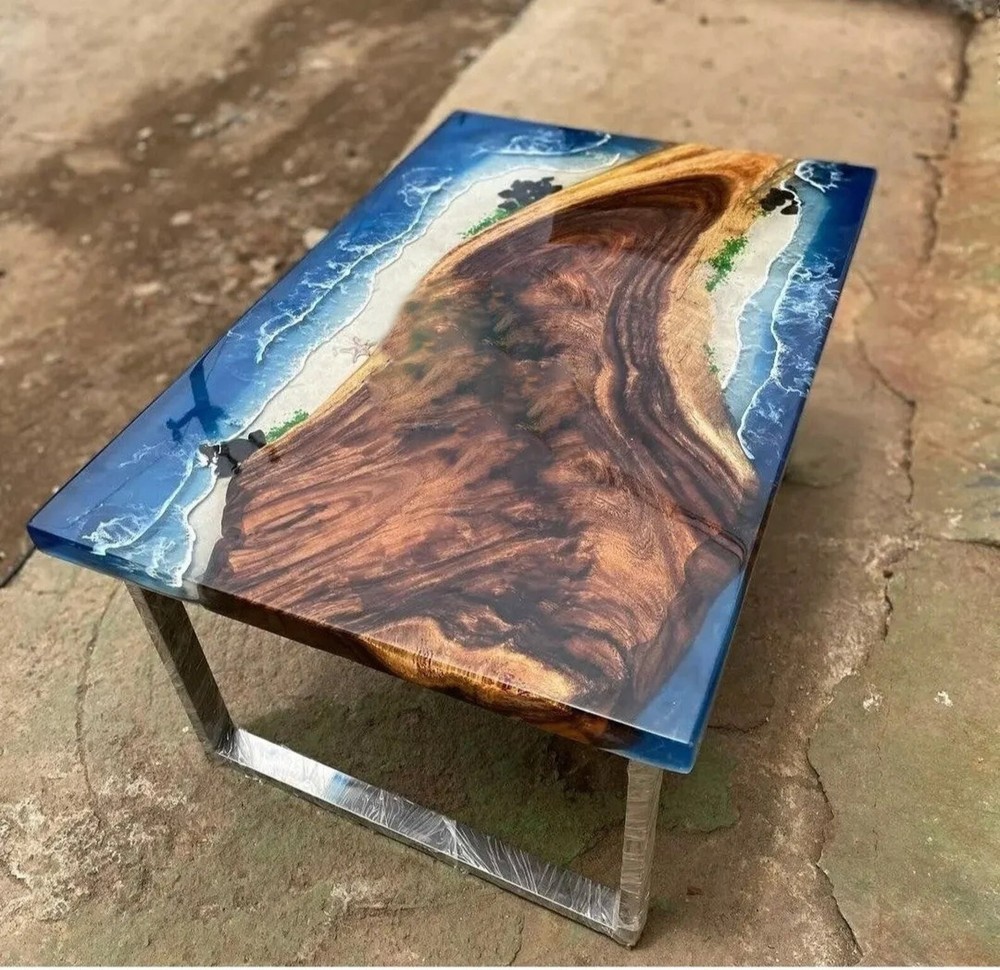 Natural Epoxy Resin Table Outdoor Dining Table Office Meeting Computer Desk Deco