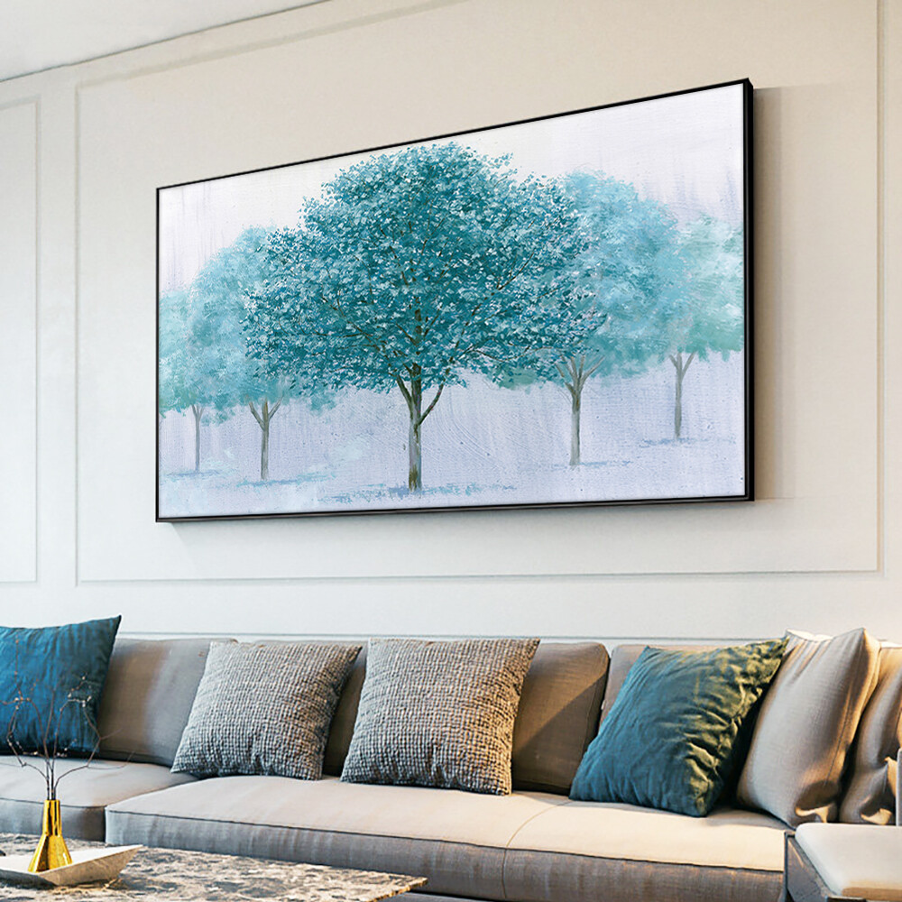 Abstract Large Size Blue Trees Oil Painting Handmade Canvas Painting Landscape