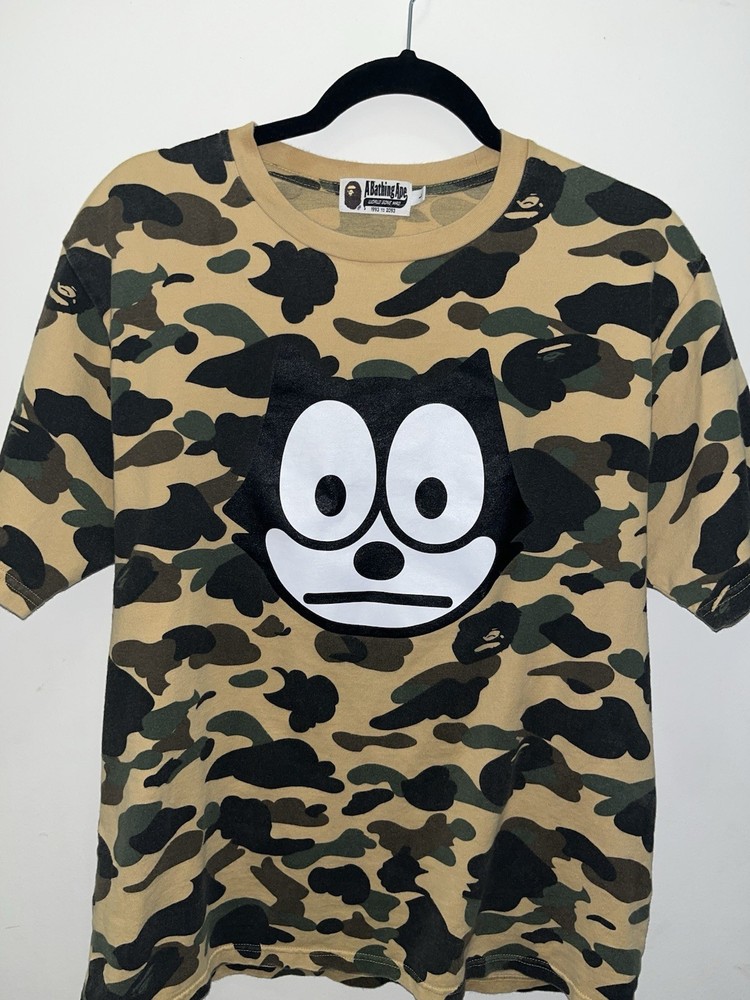 BAPE Camouflage A Bathing Rare Felix The Cat Baby Milo  T-Shirt Limited