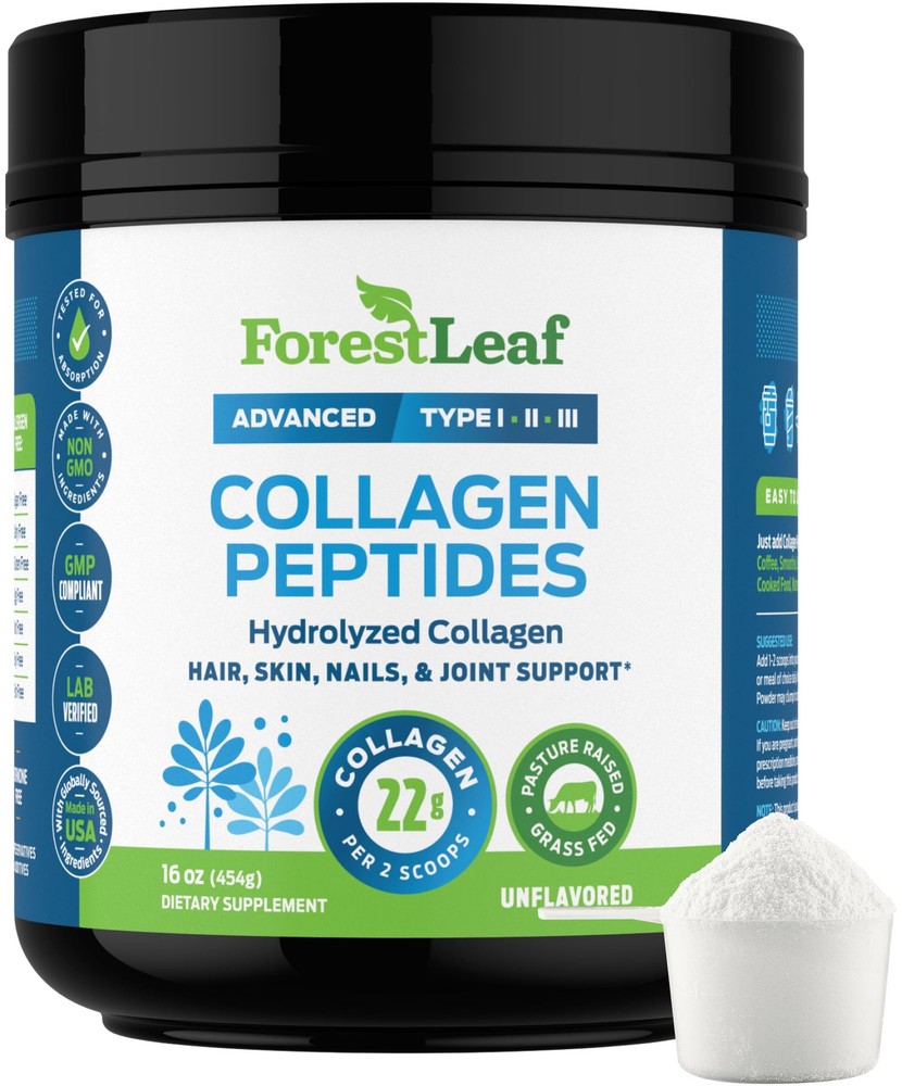 Collagen Peptides Unflavored - Hydrolyzed Collagen Protein Type 1, 2 & 3 - Gr...