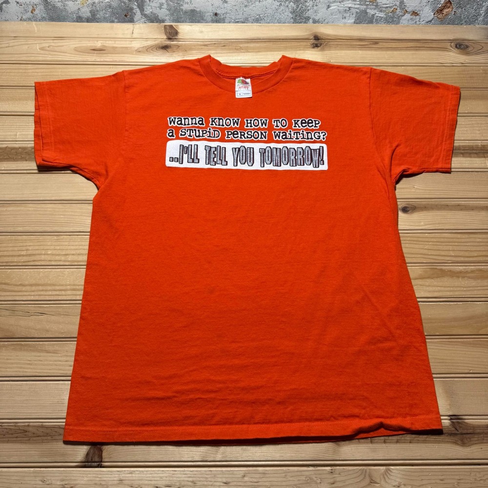 Vintage Y2K How To Keep A Stupid Person Waiting Humor Funny Graphic T-Shirt - XL
