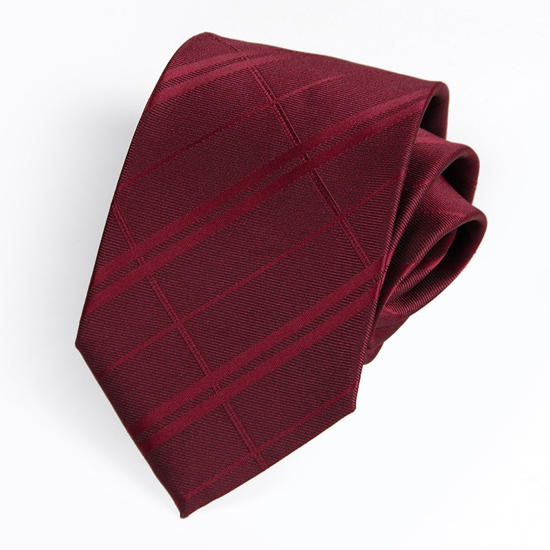 New Quality Plaid Men's Necktie Satin Tie Business Gentleman Work with Gift Box