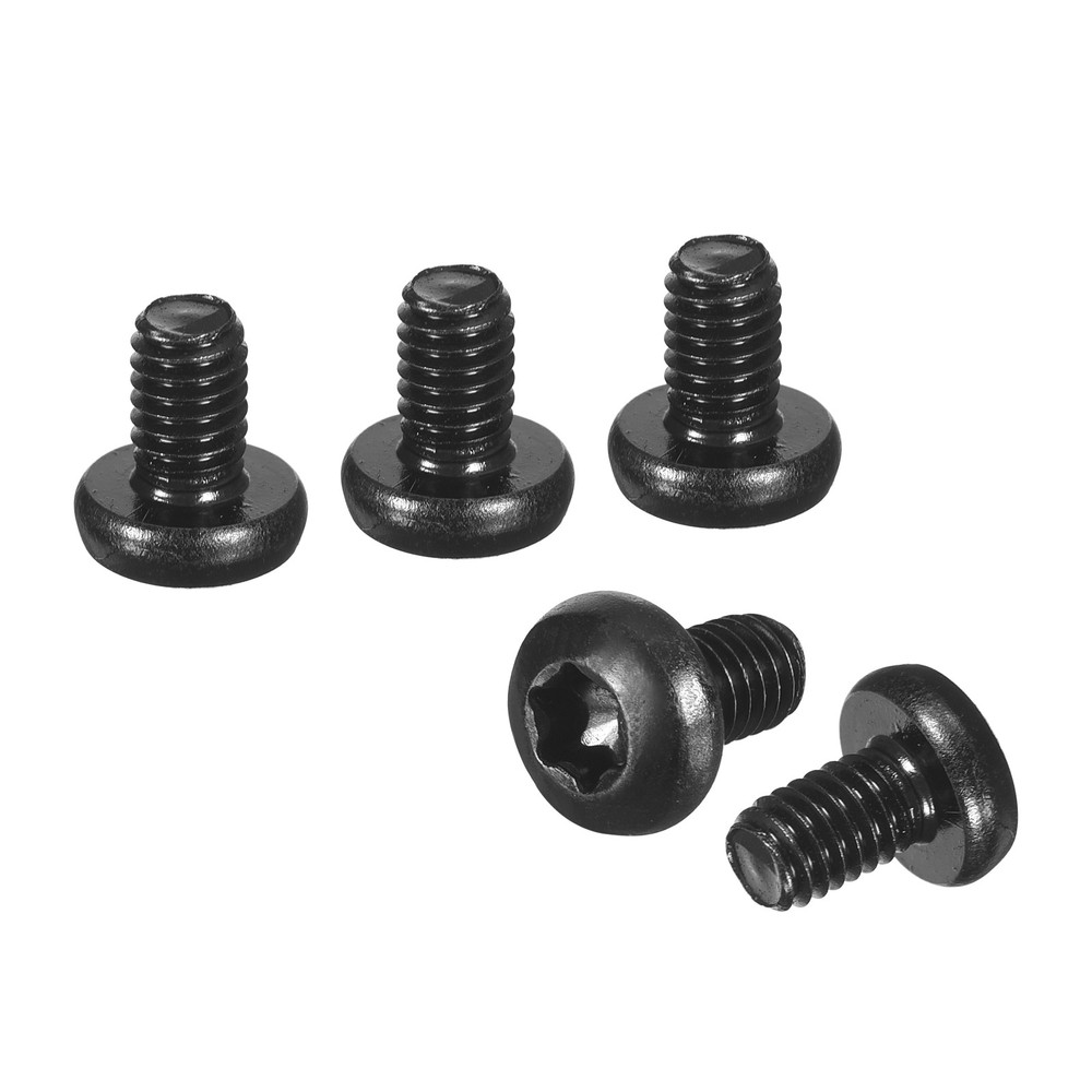 M4x6mm Pan Head Torx Security Screws - 80Pack - Carbon Steel - Black