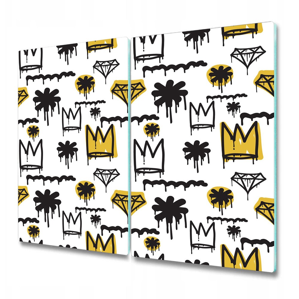 Glass Chopping Board Worktop Saver Graffiti crown black and yellow art 2x30x52