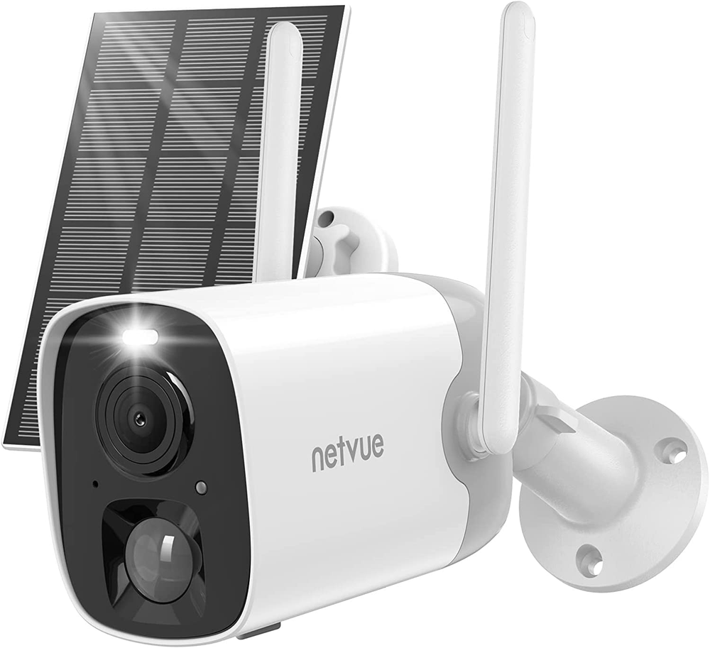 Security Camera with Solar Panel, 2K Color Night Vision AI Motion Detection, Wif