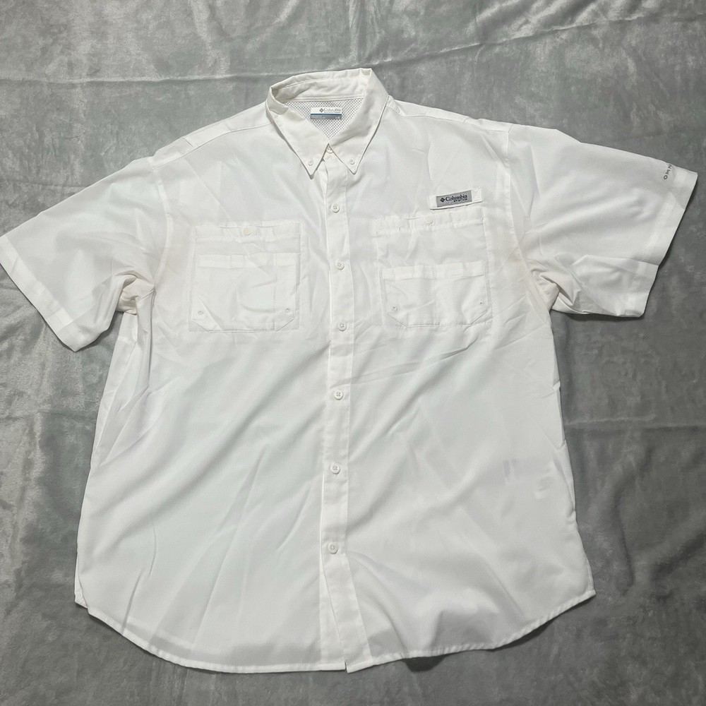 Columbia Sportswear Men's White T-Shirt Short Sleeve Button Closure Size Large