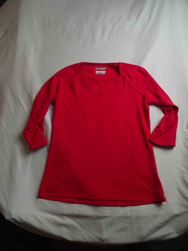 Columbia PFG T-Shirt Womens Small Red Omni-Shade Fishing Long Sleeve Outdoor