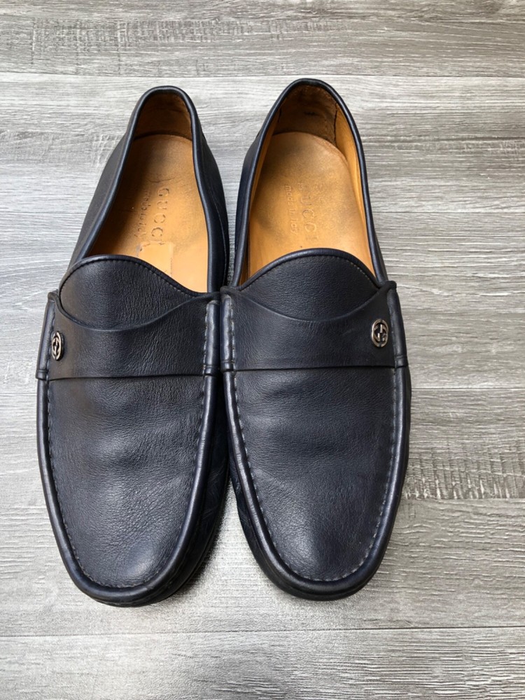 GUCCI navy blue Italian-made driving loafers for men