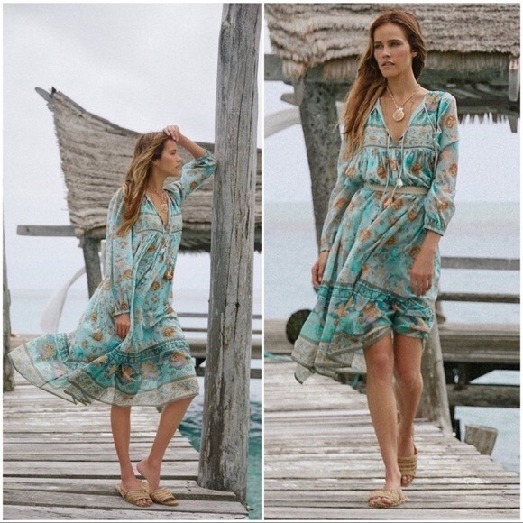 SPELL & THE GYPSY COLLECTIVE Womens Size XS or 6 Seafoam Seashell Dress RARE