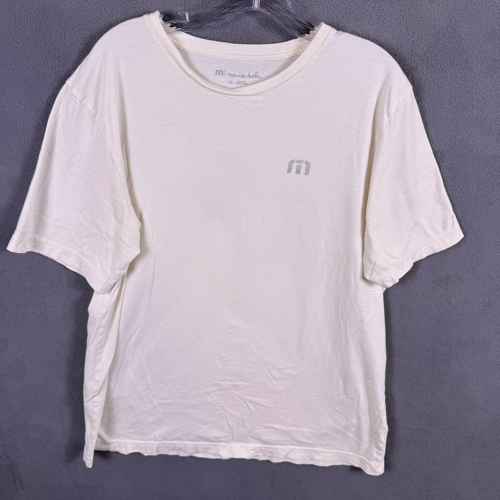Travis Mathew T-Shirt Mens XL Cream Golf Cart Beer Graphic Tee Short Sleeve