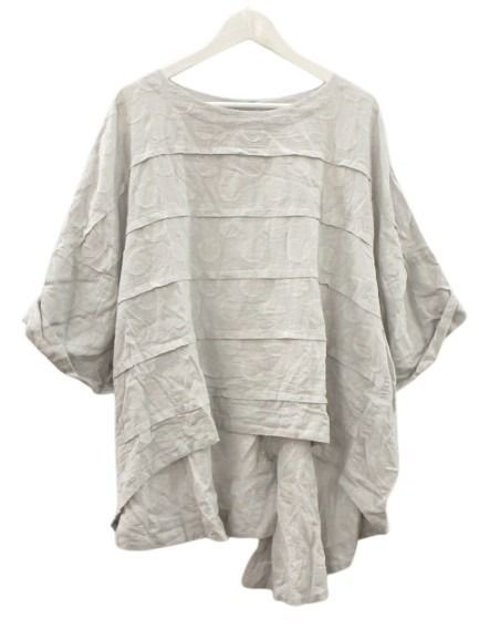 Moyuru Dot Jacquard Blouse Gray Cotton M L Oversized Tops