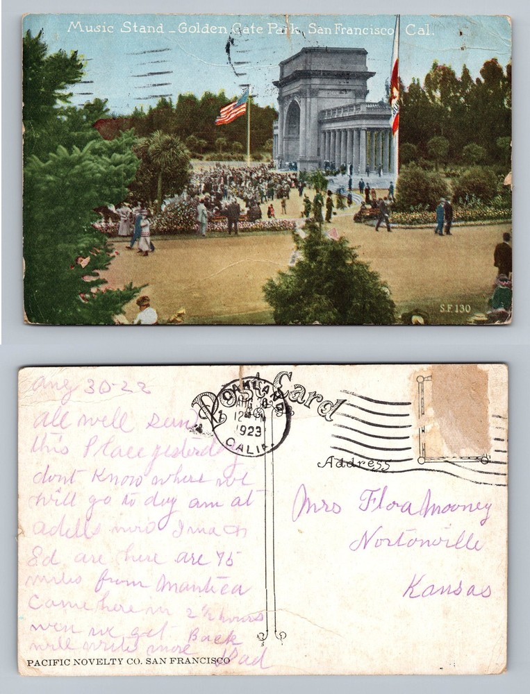 San Francisco, CA-California, Golden Gate Park Music c1923 Vintage Postcard