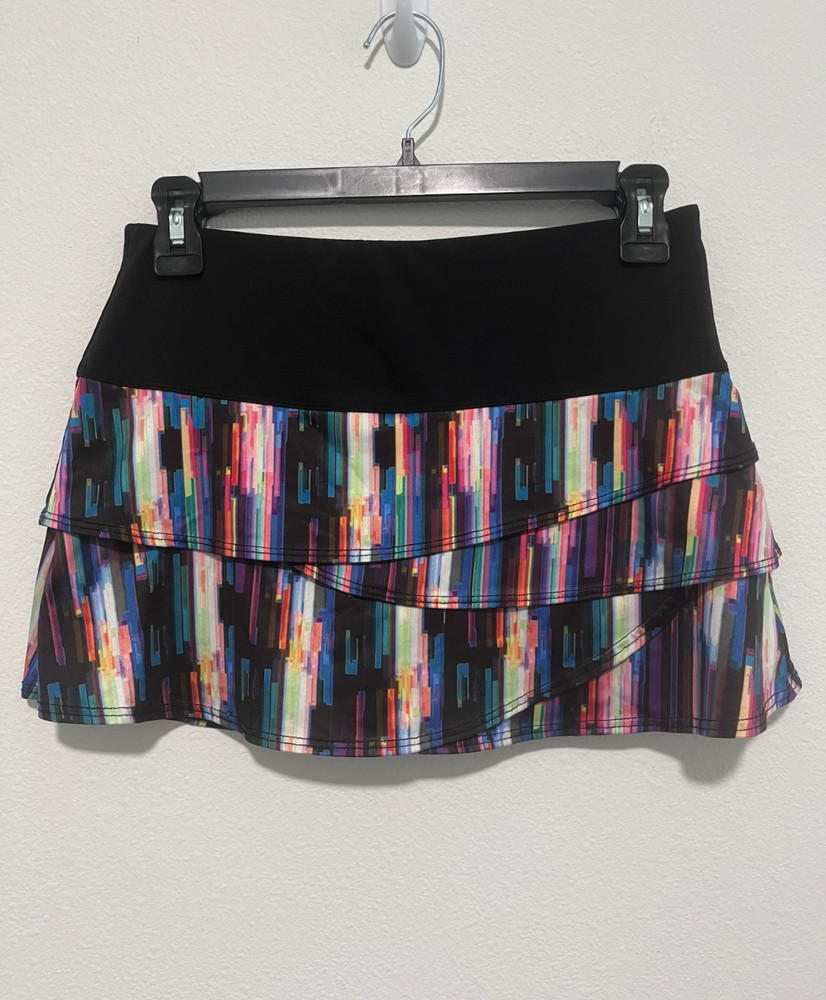 Lucky In Love Women's Small Multicolor Tiered Pleated Tennis Skort Skirt Golf