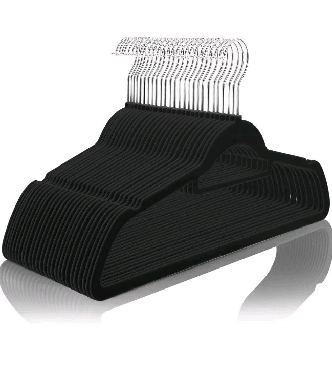 50-Pack Velvet Hangers with Tie Bar – Non-Slip & Durable for Clothes