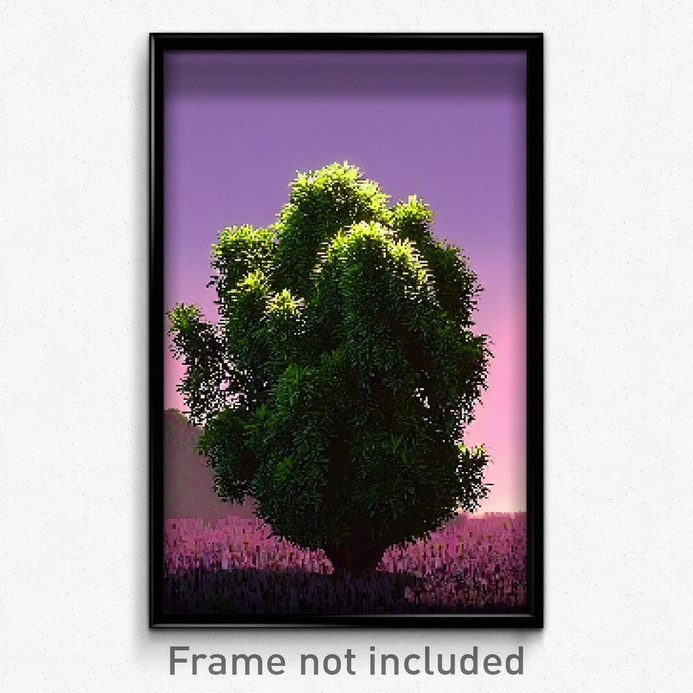 8 Bit Psychedelic Pixel Art Bush Poster - Trippy Video Game Print