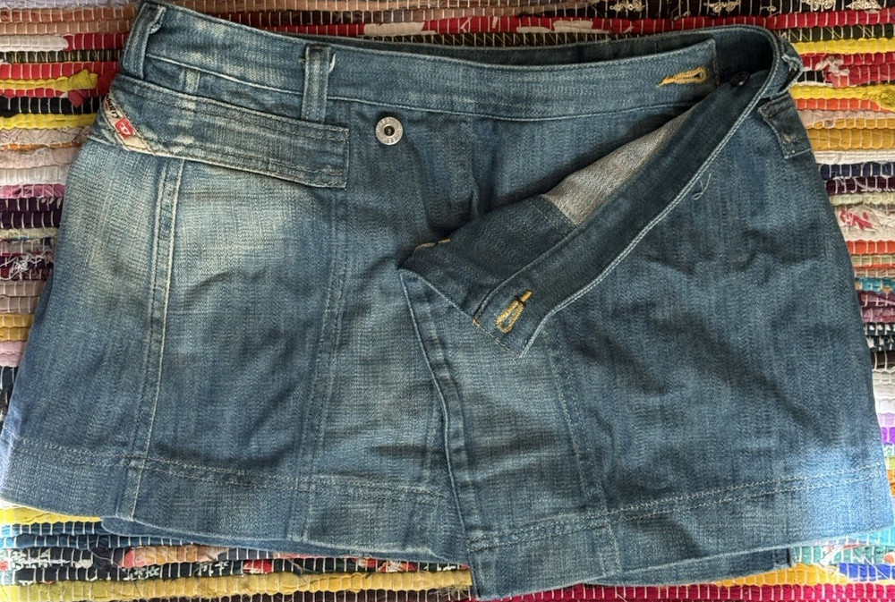 Vintage Diesel Women's Blue Denim Wrap Skirt Size 29
