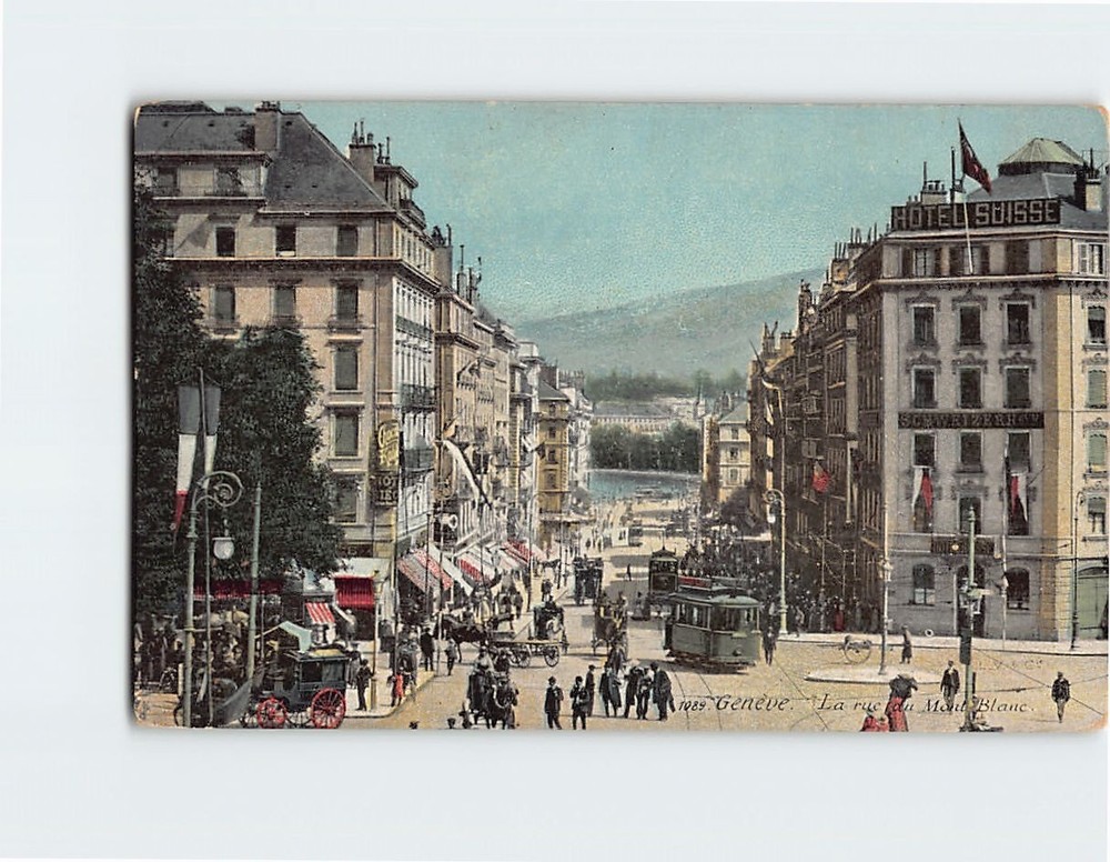 Postcard Rue du Mont-Blanc Geneva Switzerland