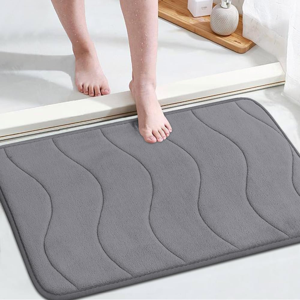 Memory Foam Bath Mat for Bathroom Non Slip Quick Dry Super Water Absorbent Soft and Comfortable Anti Fatigue Bath Rug for Shower and Tub