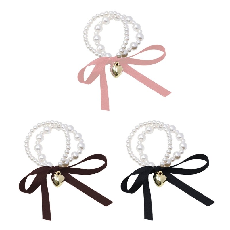 Bowknot Pearl Scrunchies Elastic Hair Ties Stylish Headwear Accessories