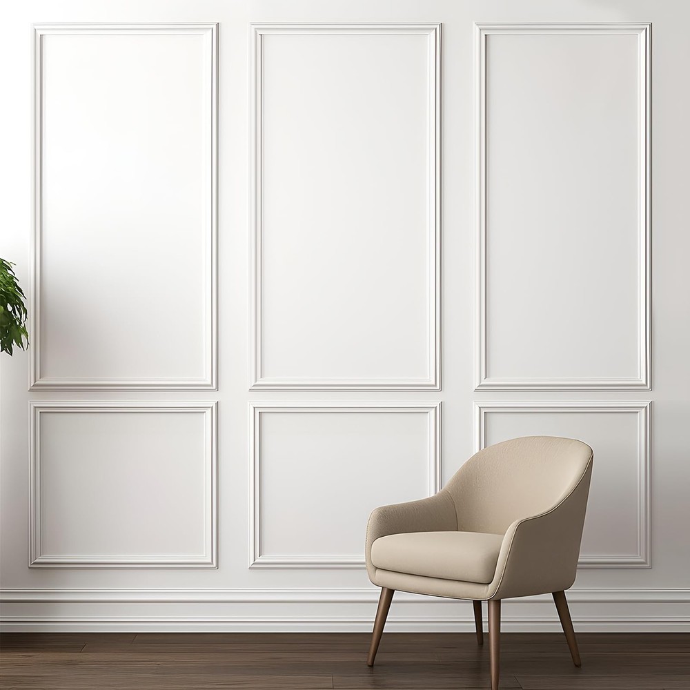 Peel and Stick Wall Molding Kit - 3D Wainscoting Panels Set of 6 | Pre-Cut Mo...