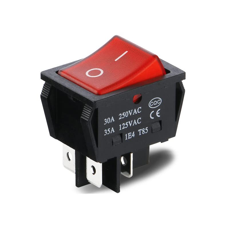 30A 250VAC/35A 125VAC KCD2 KCD4 Rocker Switch DPST 4 Pin Red Lighted 120V Rocker
