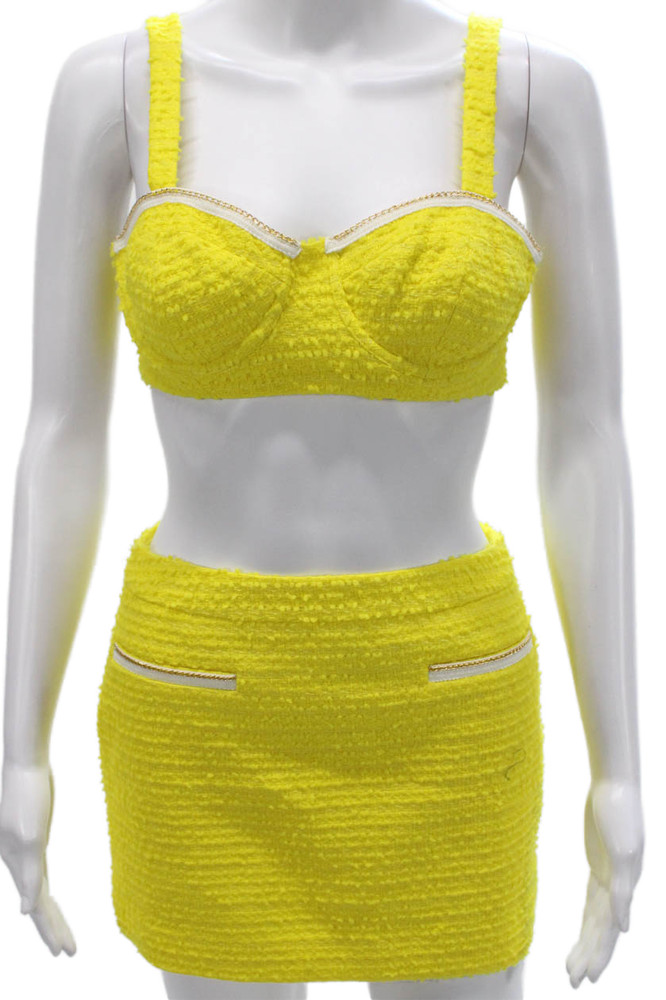 Assignment Women Two Piece Set Yellow Sweetheart Neckline Sleeveless Size SFree Shipping in US $100+ Orders | $6.95 Orders Below