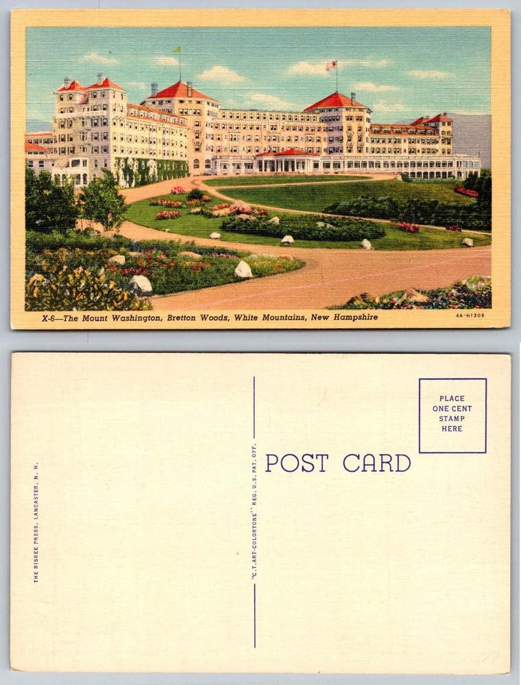 Mt Washington Hotel Bretton Woods NH White Mountains Art-Colortone Postcard 1934