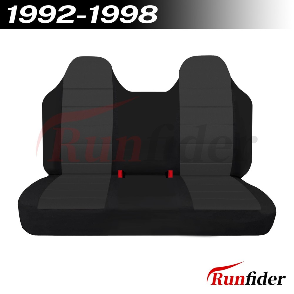 Front Solid Bench Seat Covers Ford F150 F250 F350 1992-1998-Black