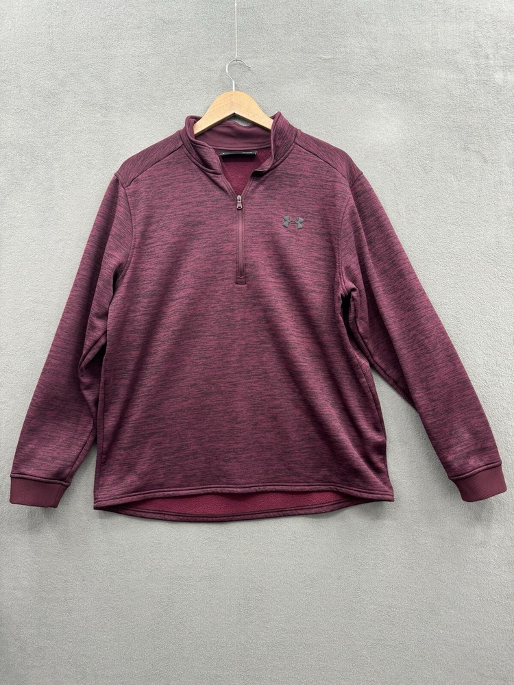 Under Armour 1/4 Zip Pullover Mens XL Purple Fleece Long Sleeve Logo Loose