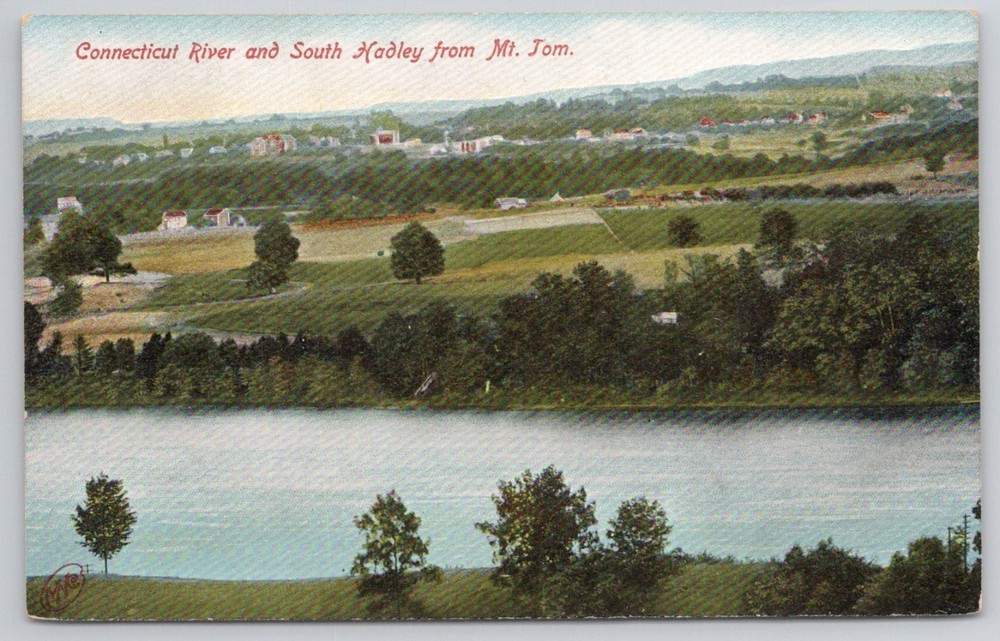 Connecticut River & South Hadley from Mt. Tom Vintage Postcard