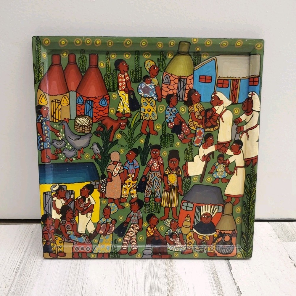 Zimbabwe AFRICAN FOLK ART ACRYLIC PAINTING *Way of Life* by Beauty  Mugadza
