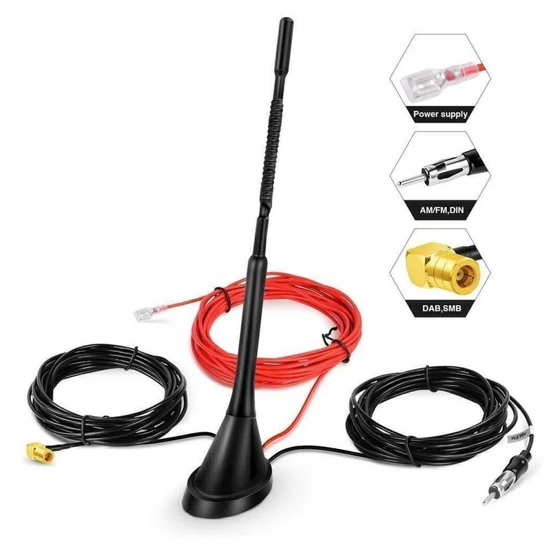 Universal Roof Mount Active Amplified DAB + FM Radio Car Aerial Antenna Mast